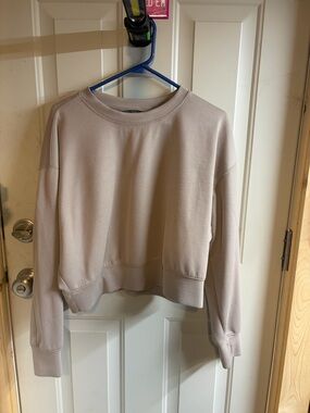 Danskin Ribbed Neutral Taupe Pullover Sweatshirt - Medium